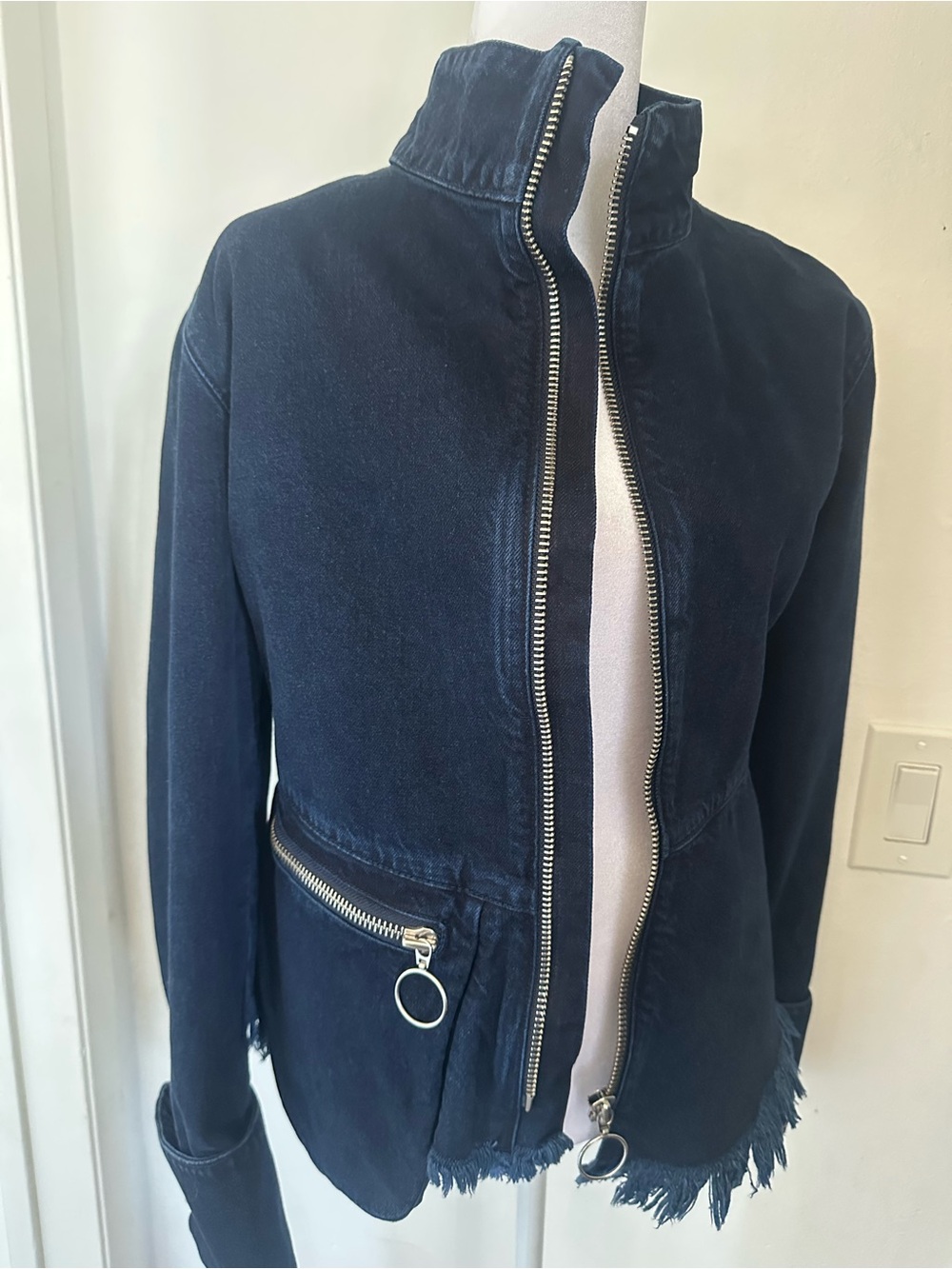 Marques' Almeida Frayed Denim Jacket - O-Ring
Zipper Biker Moto Style S - Picture 3 of 15